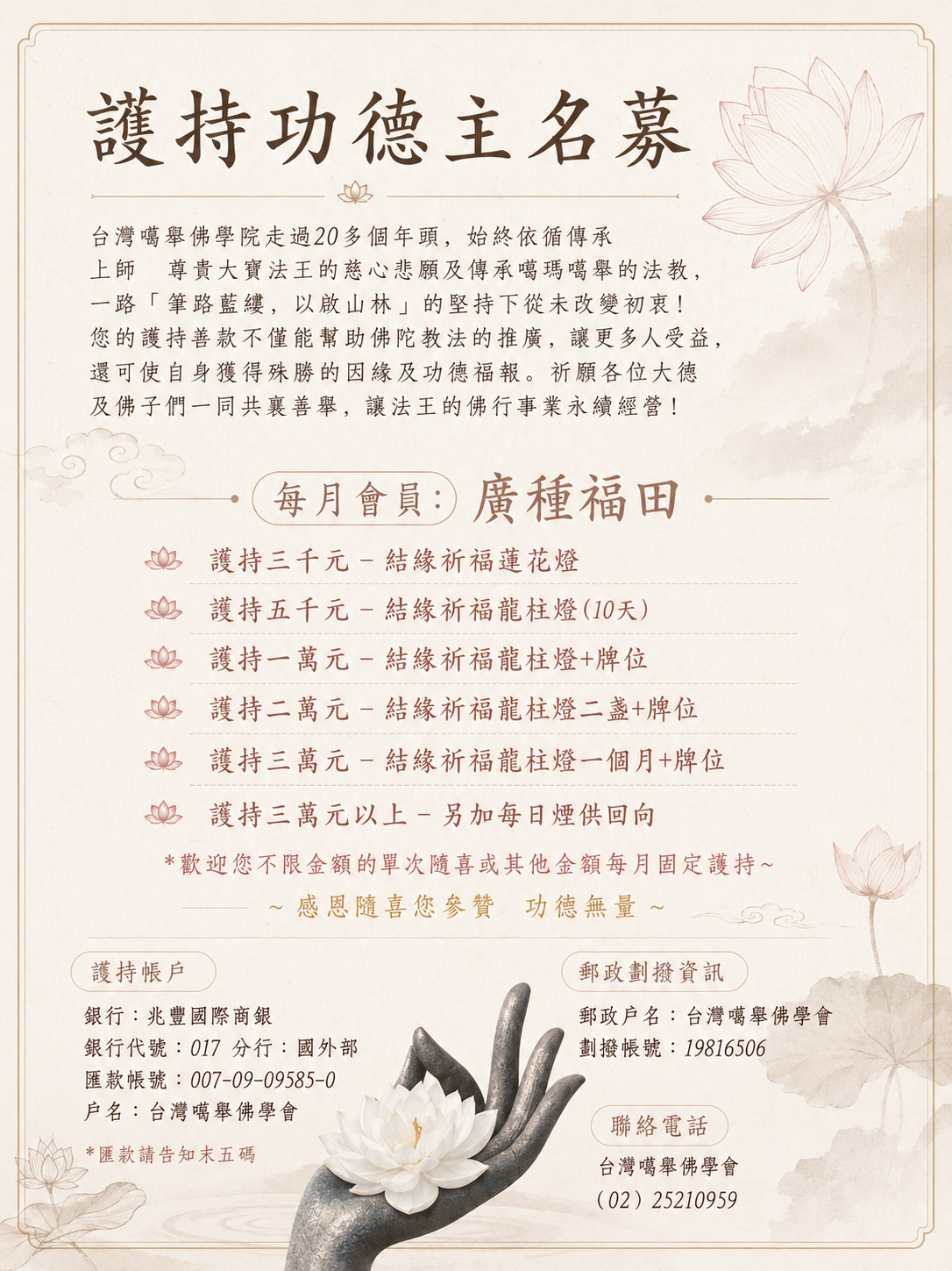 護持功德主招募